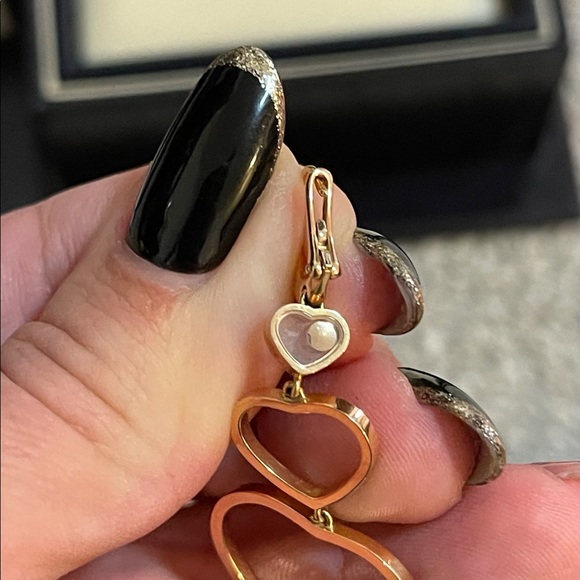 Rare Chopard Diamond Rose Gold Happy Hearts Long Dangle earrings - Picture 4 of 4